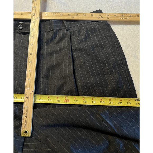 Armani Collezioni 44L 35x30 Gray Stripe Mens Wool Cashmere Flannel Finish Lux - Picture 14 of 16